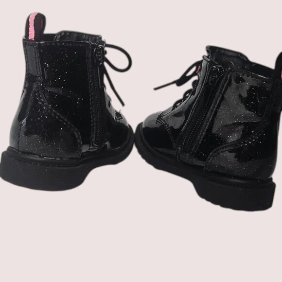 Girl's Wonder Nation Size 4 Black Patent Boots & Brown w/Pink Cowgirl Boots T18 - Picture 3 of 9